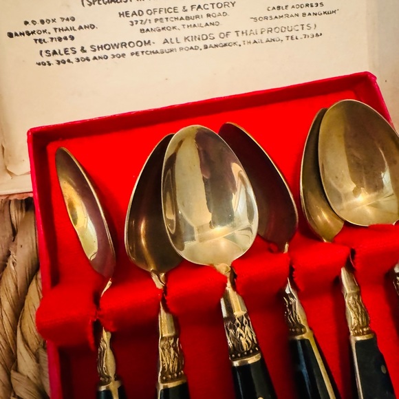 Vintage Stamped Thailand Bronze spoon set - Picture 4 of 10